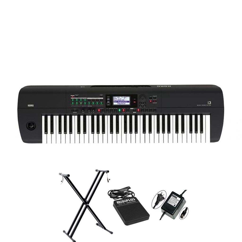 KORG I3 MB พร้อมอเดปเตอร์ + ขาตั้งตัว X+ แพคเดิ้ลคีย์บอร์ด Midiplus SP-2 (FULL SET)
